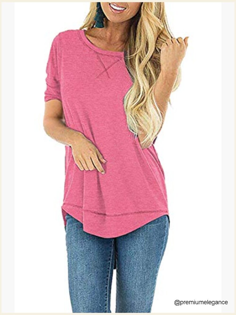 Short Sleeve Side Split Casual Loose Tunic Top - Picture 3 of 7